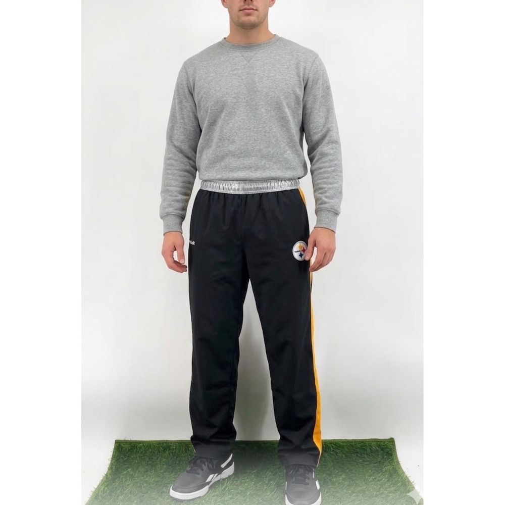 Reebok VintageNFL Pittsburgh Steelers Track Pants Mens XL Black Yellow 9304A 09